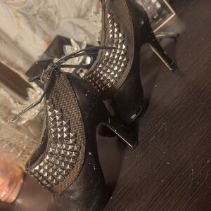 Zigi Soho Black Studded Lace-Up Ankle Booties
